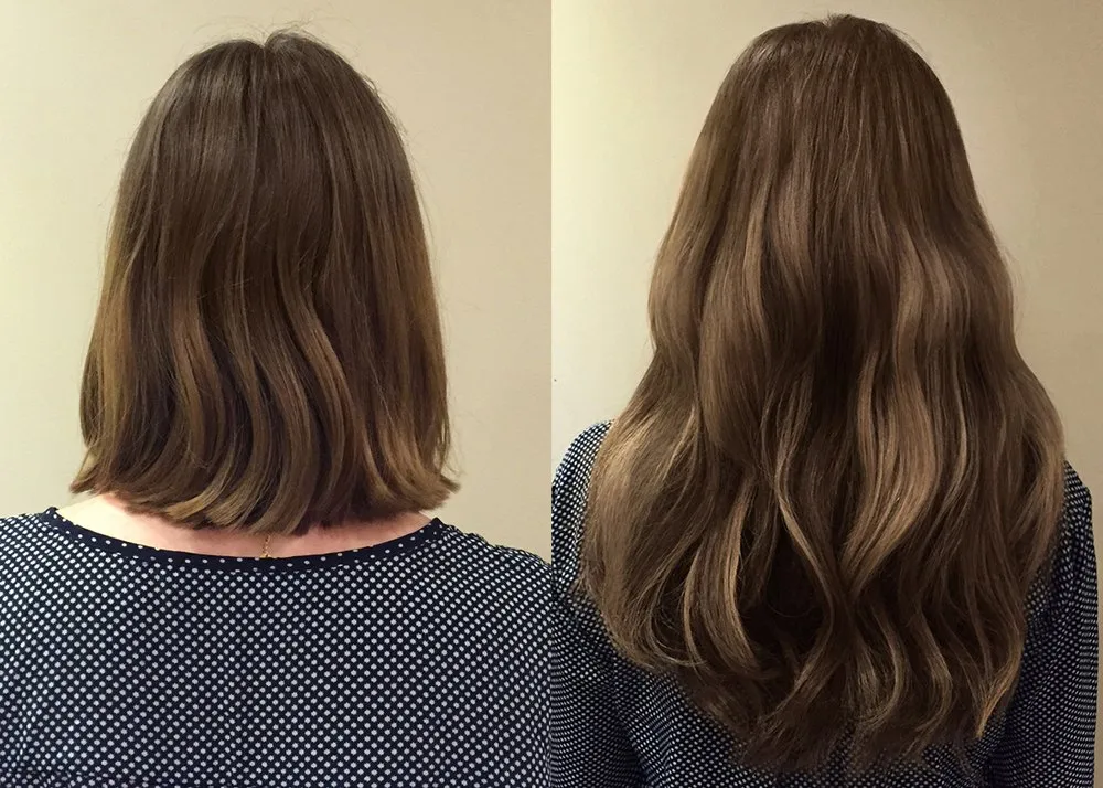 16 inch hair extensions before and after