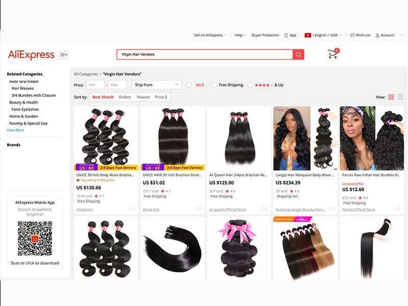 For example, Search virgin hair vendors. Source: K-hair