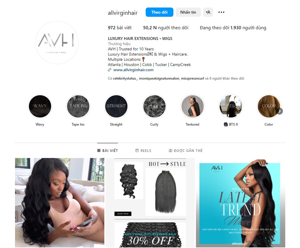 wholesale hair companies on Instagram 