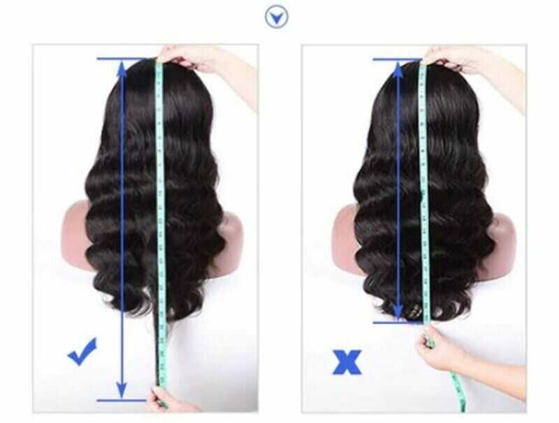 If the hair is not straight, use your hand to stretch it out during the measurement process. (Source: India Hair International)