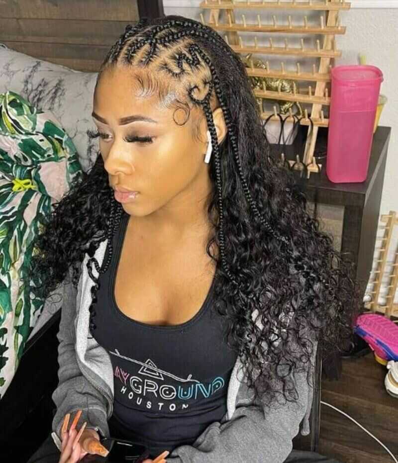 Combining the braids and weave opens up a world of styling possibilities. (Source: Black Beauty Bombshells)
