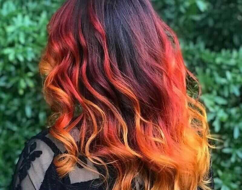 red highlights on black hair