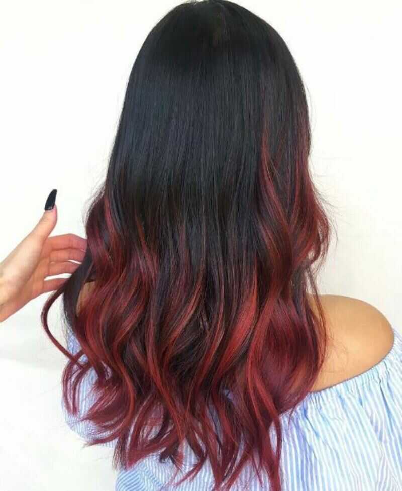 red highlights on black hair