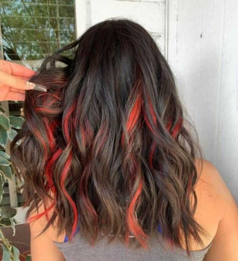 red highlights on black hair