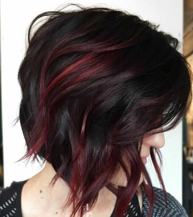 red highlights on black hair