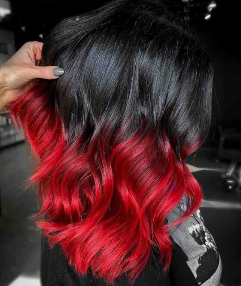 red highlights on black hair