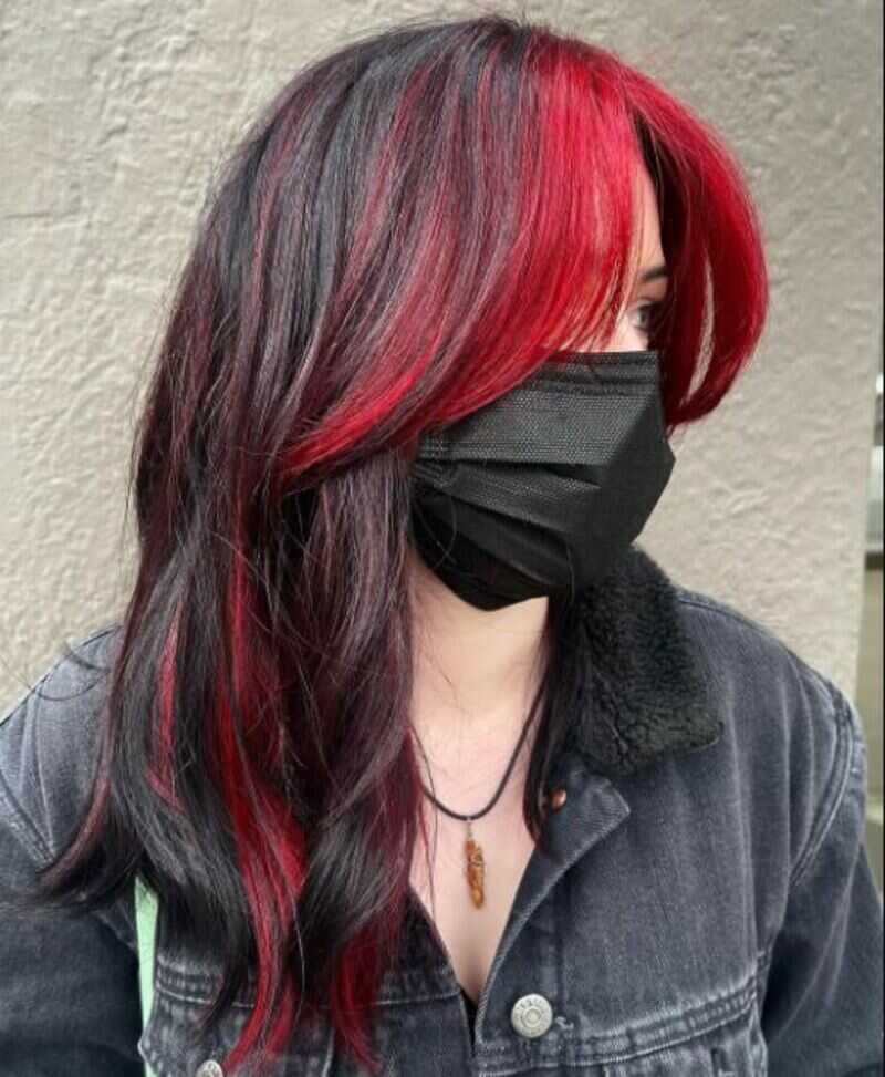 red highlights on black hair