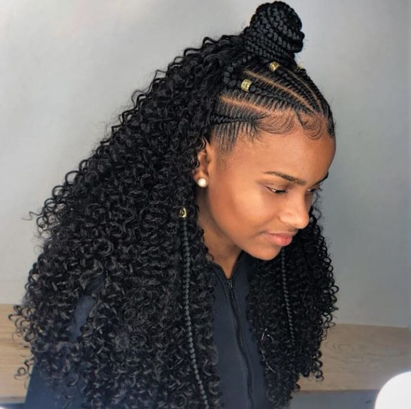 Braids half-up, half-down hairstyles for black hair are a timeless choice. (Source: Hair Adviser)