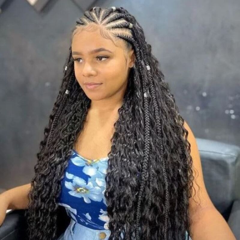 As the completed braids cascade down, they frame your face and flow elegantly over your shoulders. (Source: FANCIVIVI Braided Wigs)