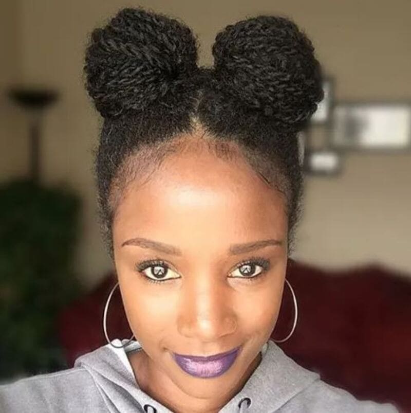 Minnie Mouse buns are a perfect option for black hair. (Source: The Right Hairstyles)