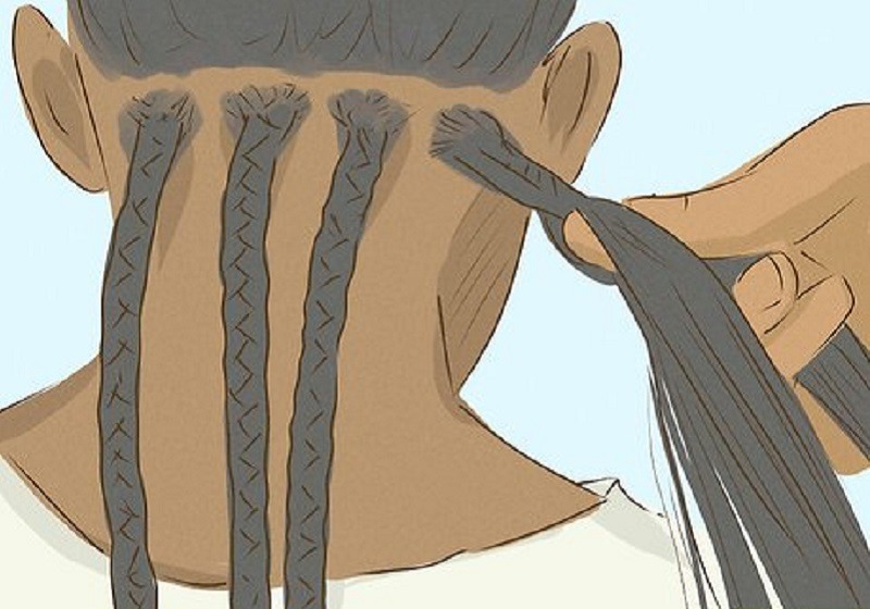 Dividing and braiding the natural hair (Source: WikiHow)