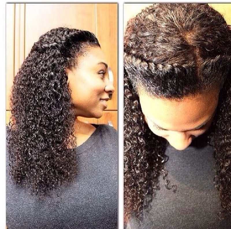 Blending the braided and sew-in hair (Source: Pinterest)