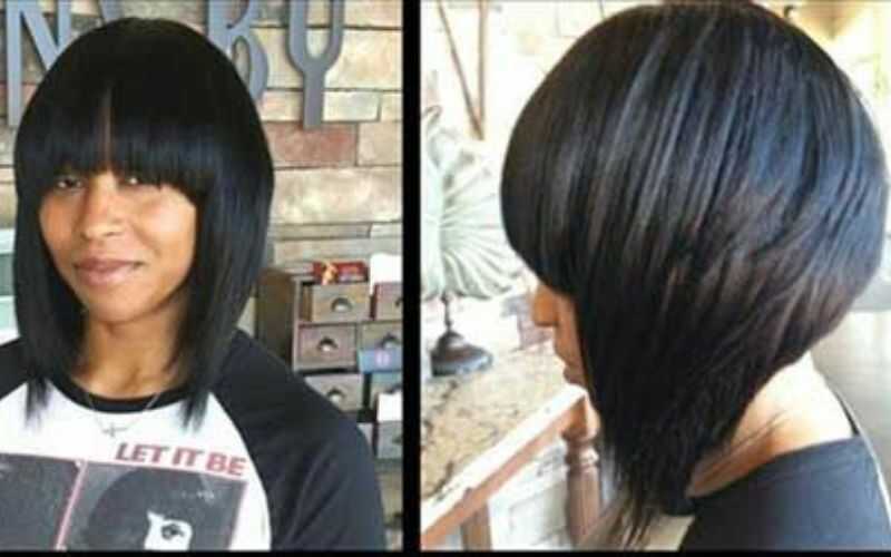 Inverted quick weave bob with bang (Source: Youtube)