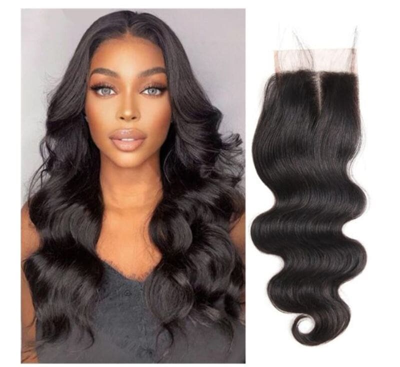 This type of closure allows for a seamless blend with the hair extensions. (Source: Amazon)