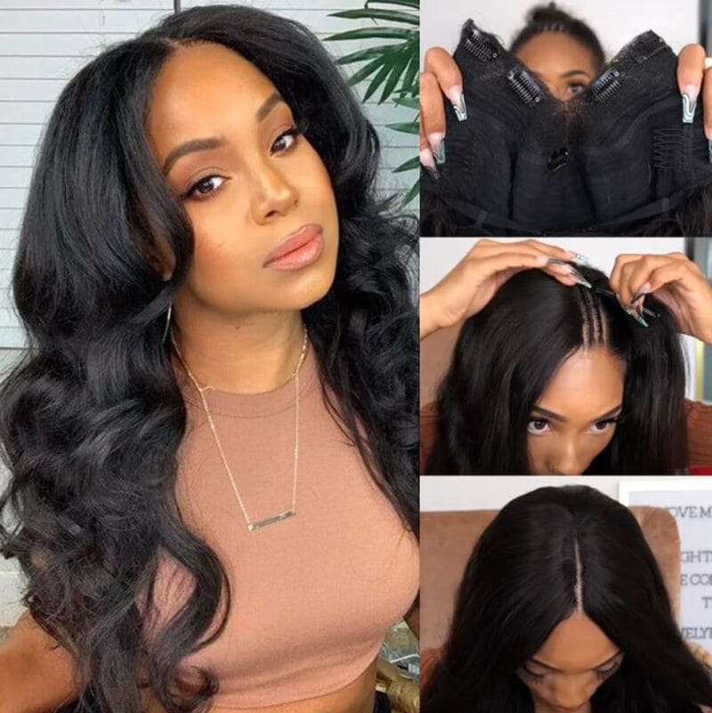 This style completely covers the middle part area with hair extensions. (Source: Klaiyi Hair)