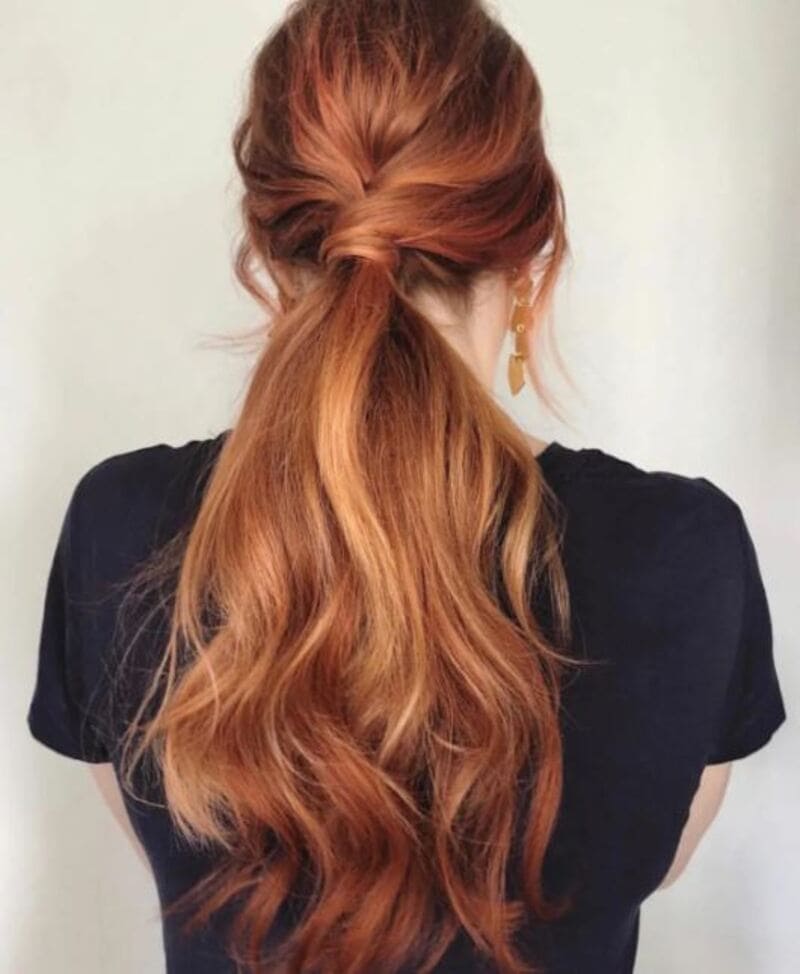 This weave ponytail hairstyle with bangs is a must-try. (Source: Superior Hair Extensions)