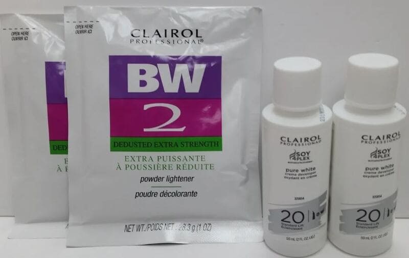 For BW2 or Basic White Extra Strength powder lightener, mix it with Clairol Professional Pure White. (Source: eBay)