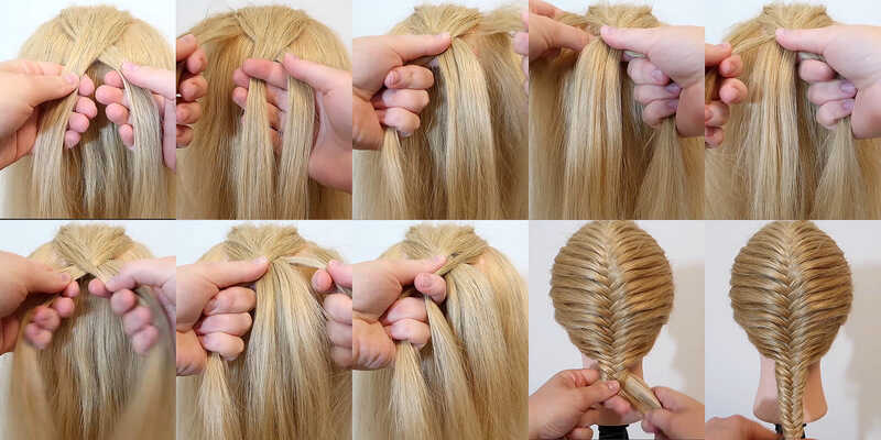 Elegance in fusion: Where French braiding meets the grace of the fishtail (Source: Youtube @EverydayHairInspiration)