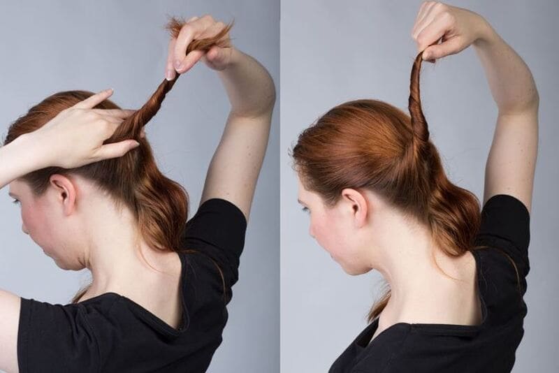 For long hair, you need to create a low bun or a ponytail at the nape of your neck. (Source: Kukkii-san)