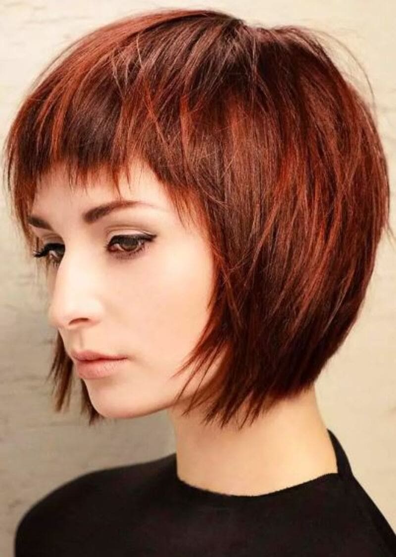 The super short bangs add a touch of edginess without overpowering the quick weave bob. (Source: Love Hairstyles)