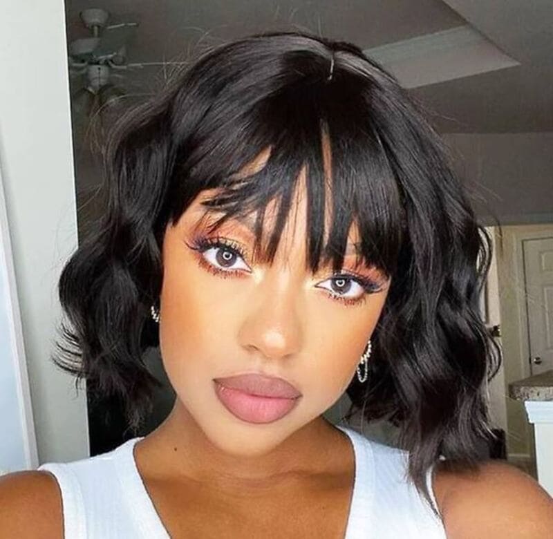 Wavy Body, straight bang brings a modern twist to the timeless bob. (Source: Amazon)