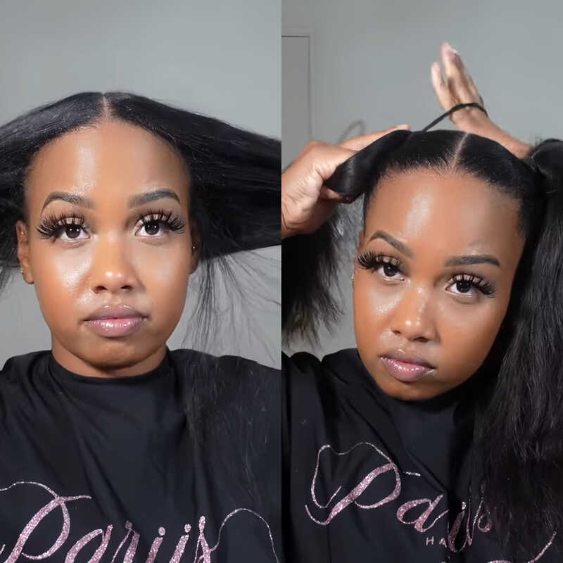 Smoothly comb and tie a high ponytail where you want the buns (Source: Youtube @Nae.Simone)