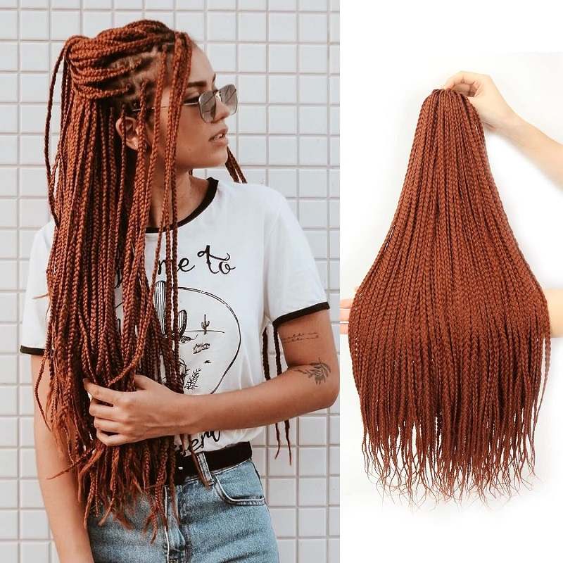 Waist length box braids with extensions (Source: Ubuy India)