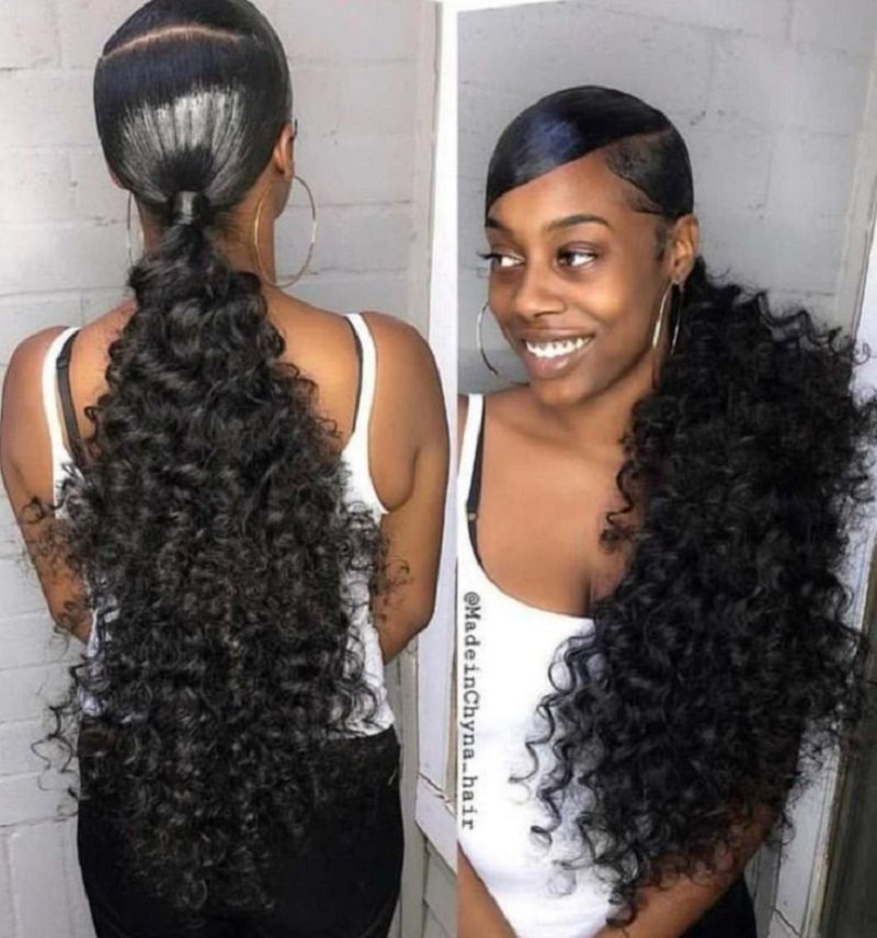 Low weave ponytails with extensions (Source: Pinterest)