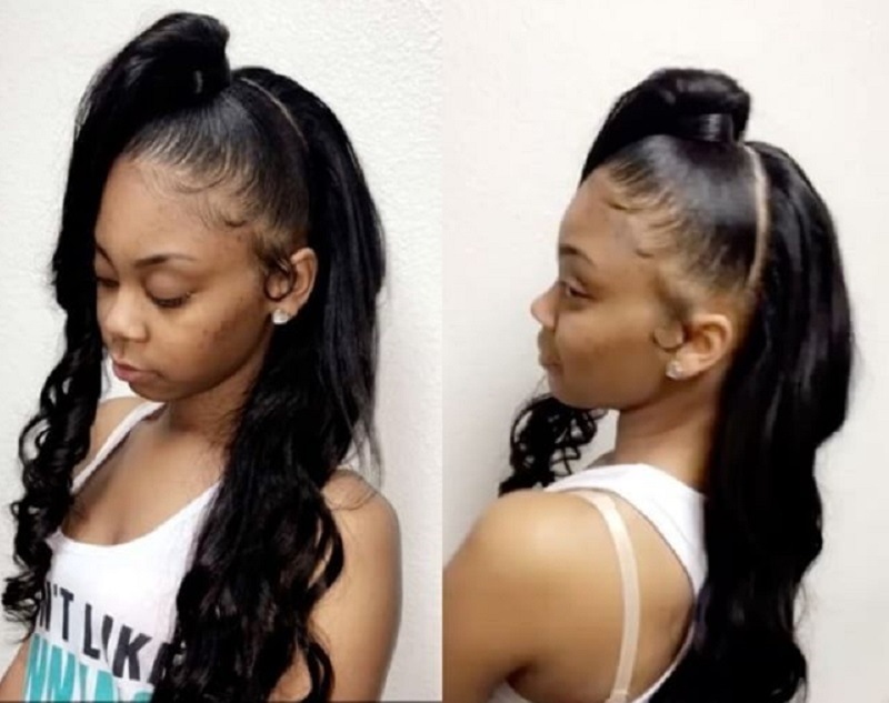 Half up half down weave ponytails using wefts (Source: Pinterest)