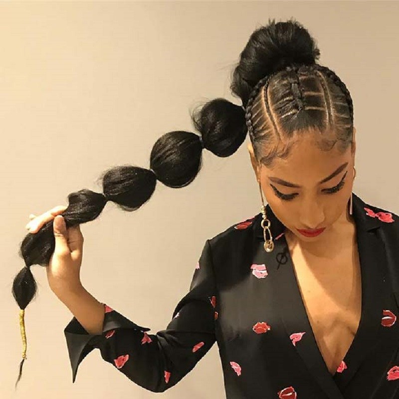 Bubble weave ponytails with extensions (Source: StayGlam)