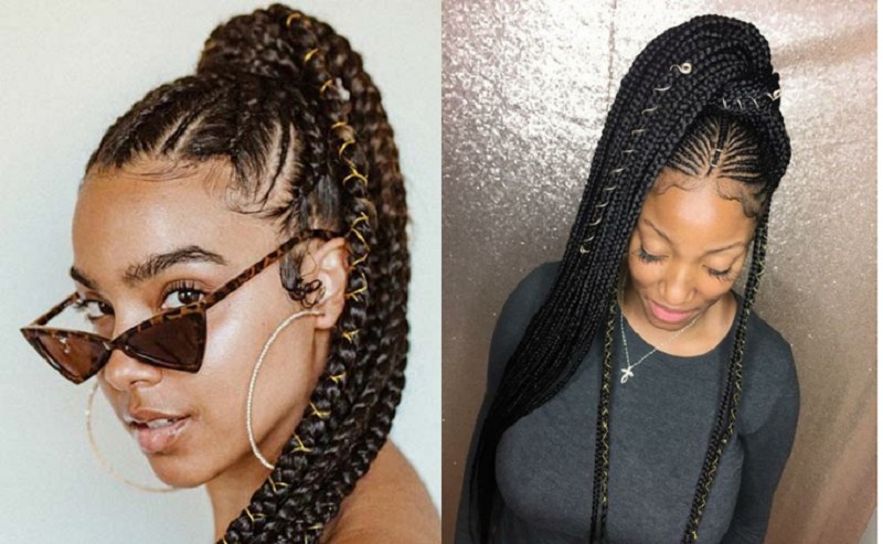 Weave ponytails using wefts with braids (Source: Pinterest)