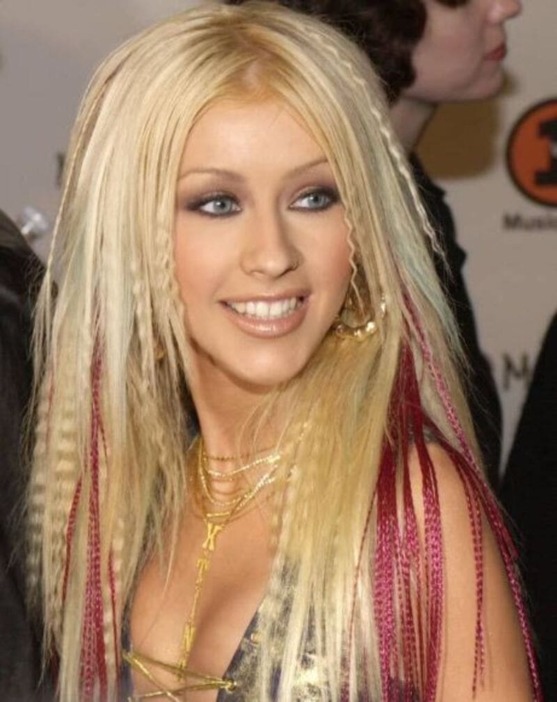 Crimped hair by Christina Aguilera is making a comeback with modern versions of the crimping iron. (Source: Pinterest)