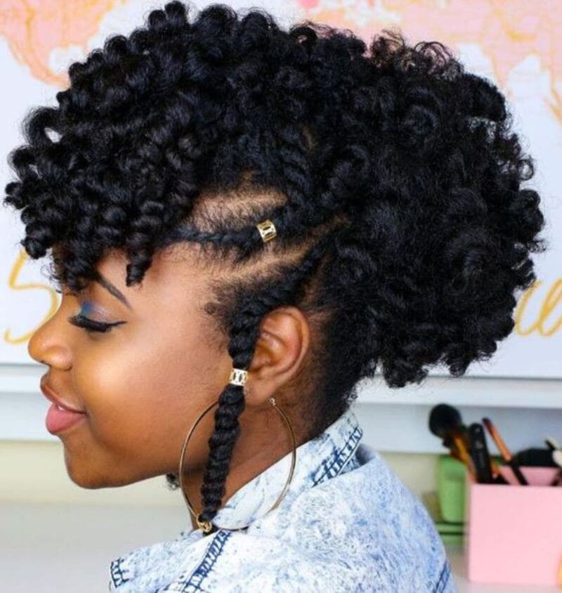 Rather than opting for a shaved mohawk, why not explore various black natural braided hairstyles. (Source: Byrdie)