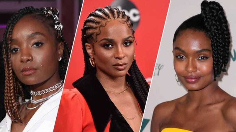 Black natural braided hairstyles offer a plethora of options for short, medium, and long hair lengths. (Source: Allure)