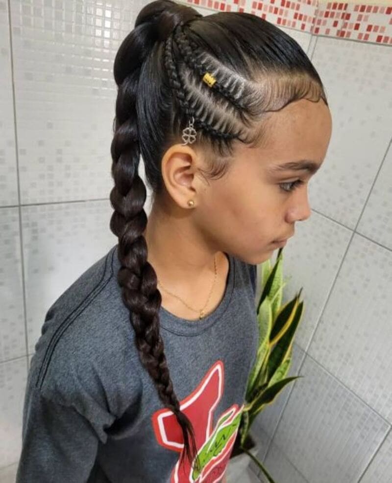 A cornrow ponytail provides a lightweight and comfortable casual updo. (Source: Braid Hairstyles)