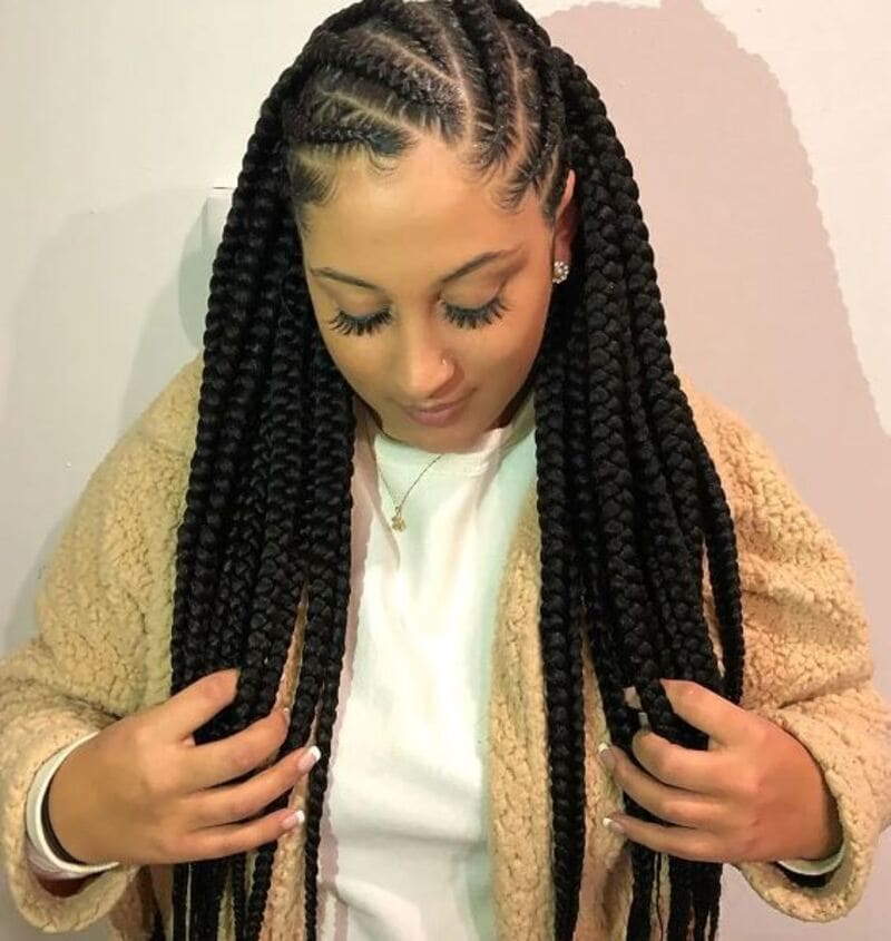 Mixing chunky and thin braids brings excitement to your look. (Source: Hair Adviser)