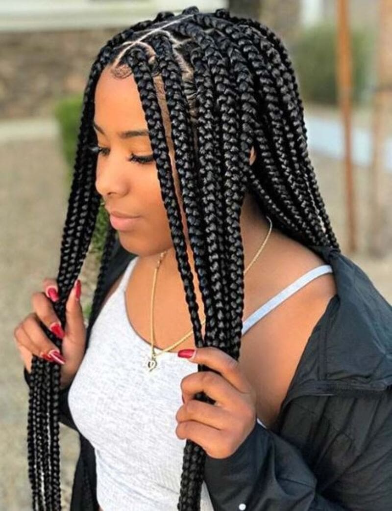 Box braids undoubtedly belong to the most popular hairstyles for black women. (Source: Revelations Two)