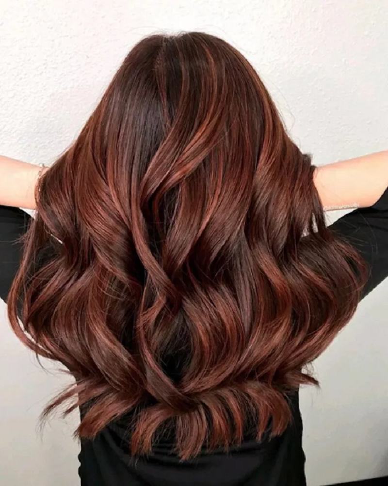 Auburn highlights on brunette dark hair (Source: Pinterest)