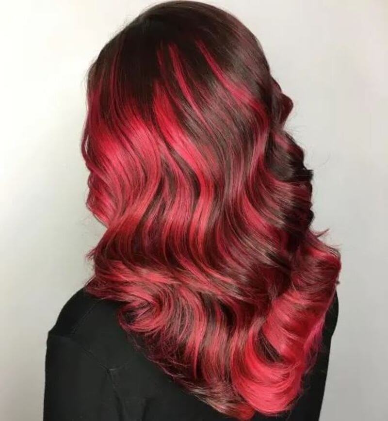 Red two tone dye hair is a great choice. (Source: The Right Hairstyles)