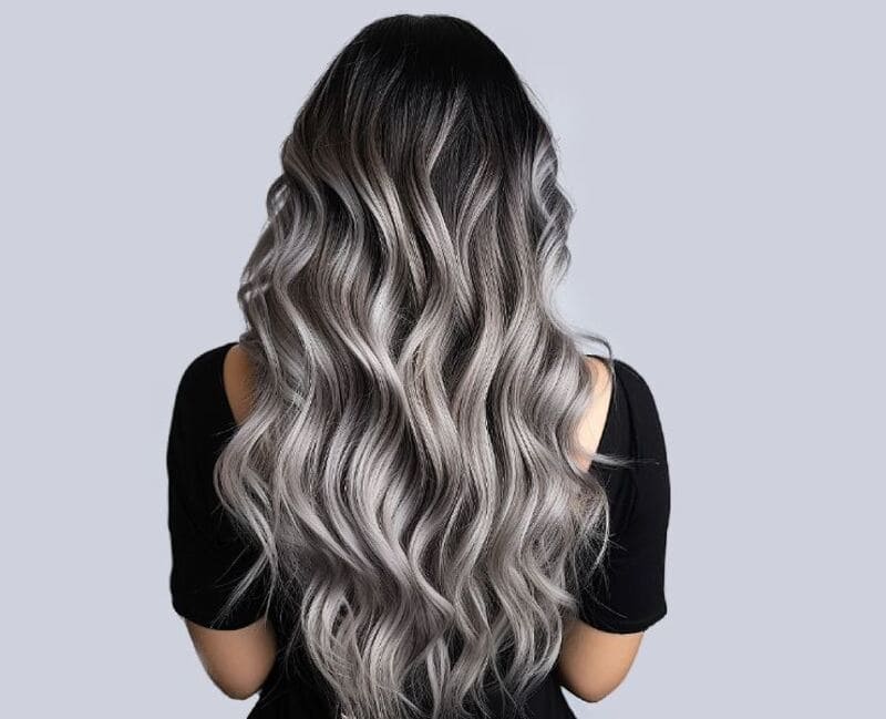 This stylish silver and grey balayage is trendy and attractive. (Source: Latest-Hairstyles.com)