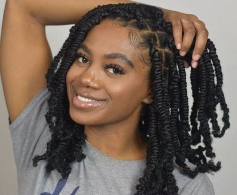 Three-strand twists takes three strands of hair and twists them together. (Source: Pinterest)