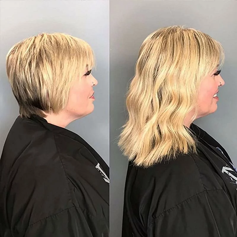 Top 11 Must-try Gorgeous Hair Attachments for Short Hair 3 hair attachments for short hair Hair attachments for short hair before and after (Source: Great Lengths)