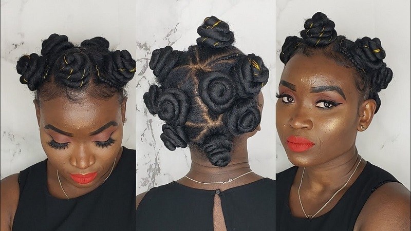 Hairstyles with Bantu Knots with Wool (Source: Youtube “Malida Yuwar”)Hairstyles with Bantu Knots with Wool (Source: Youtube “Malida Yuwar”)