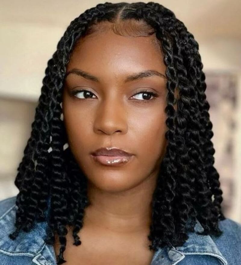 Shoulder length low maintenance short hair kinky twist hairstyles offer the perfect balance between style and ease. (Source: Pinterest)