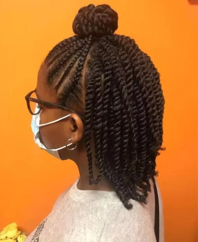 Top 12 low maintenance short hair kinky twist hairstyles 7 low maintenance short hair kinky twist hairstyles Parted twisted updo steals the show and serves as the focal point of this ensemble. (Source: Nadula Hair)