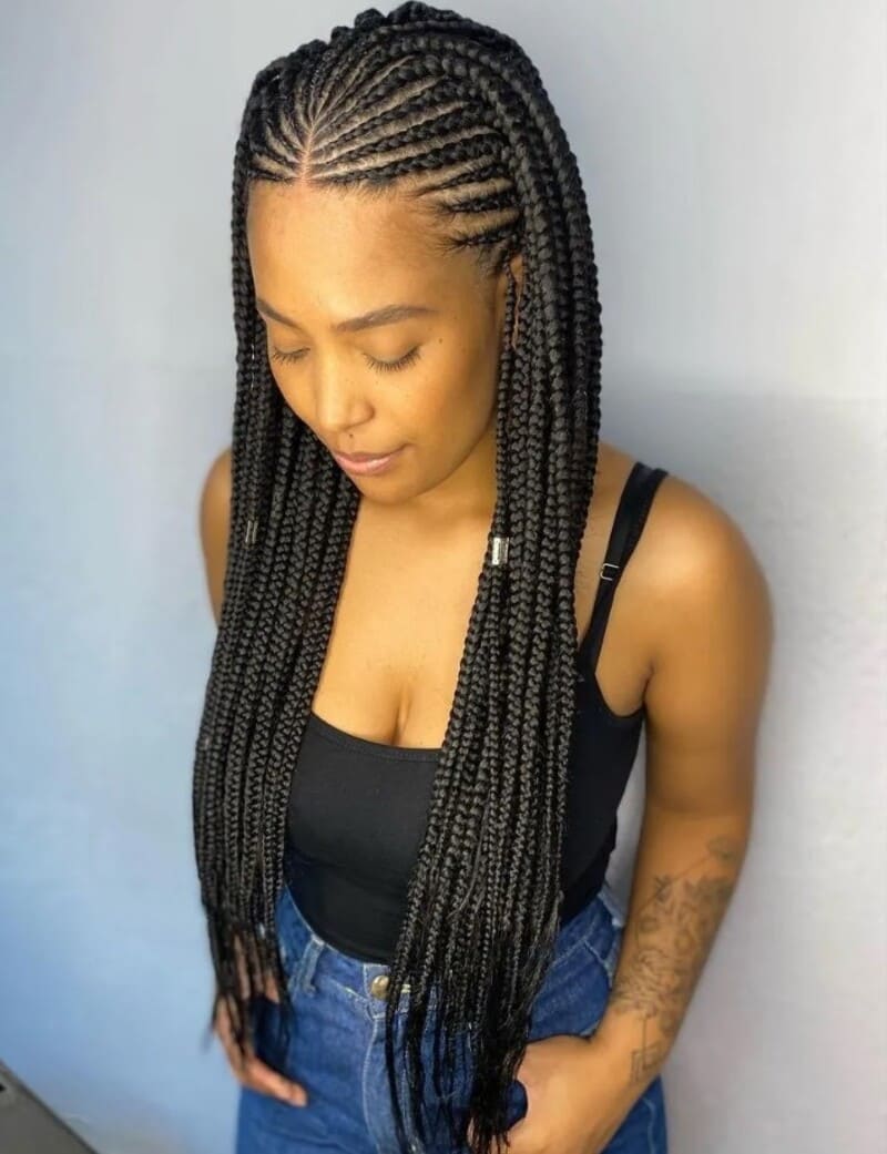 Make sure the cornrow braids are even and symmetrical across your head. (Source: Hair Adviser)