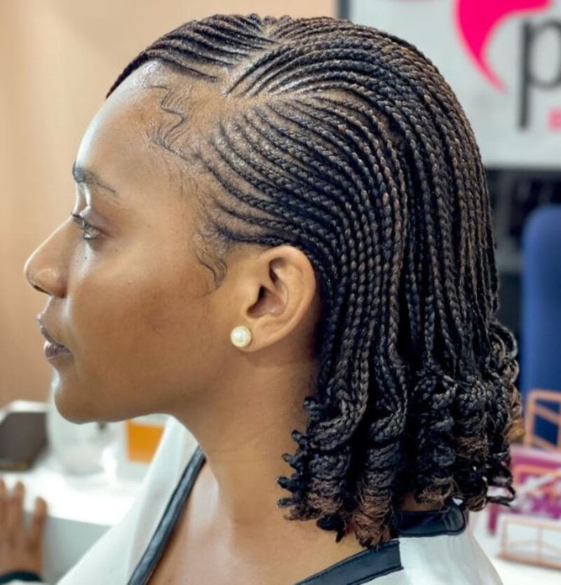 Cornrowed crown will lend an elegant touch to your micro braids. (Source: Hair Adviser)