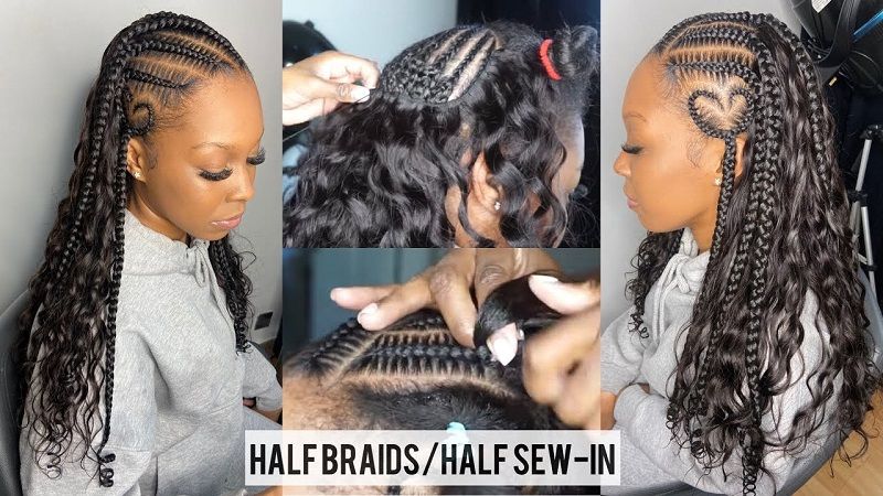 half braids half sew in