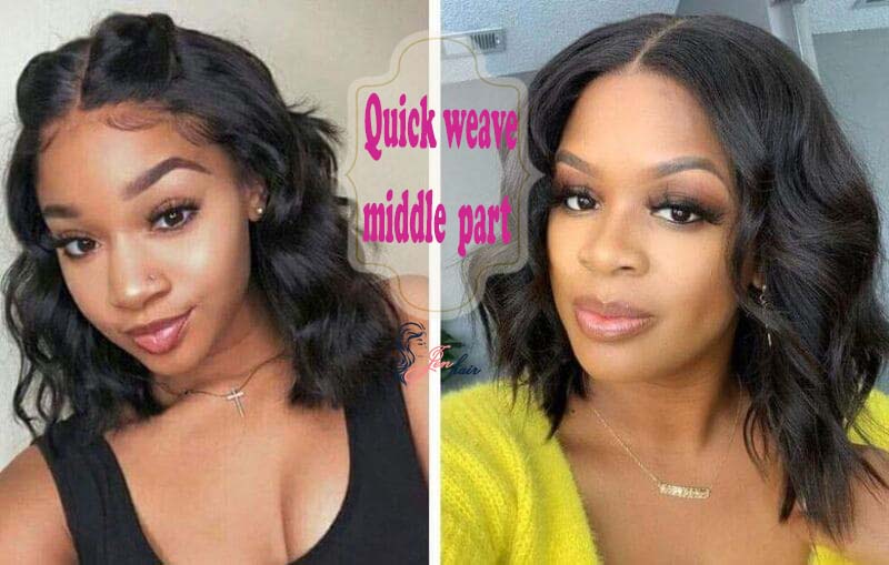 Quick weave middle part hairstyle