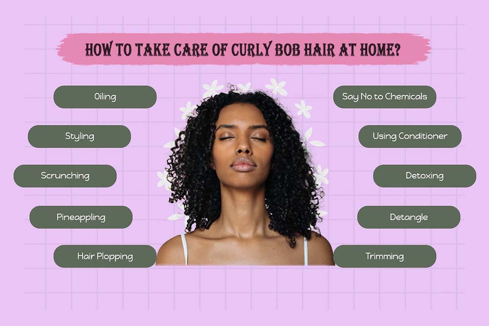 Taking care of curly bob hair at home without going to the salon